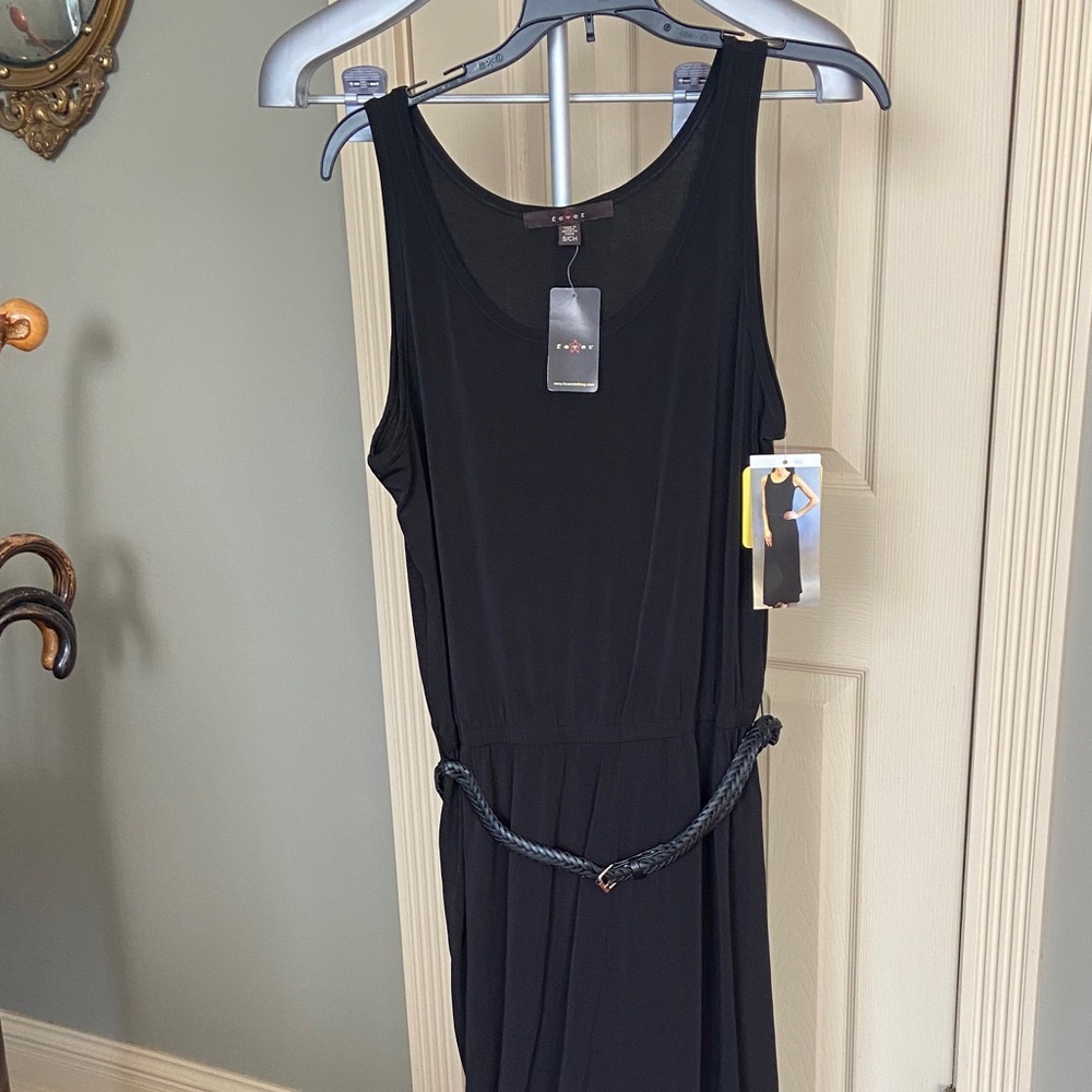 Fever Black Sleeveless Maxi Dress with Braided Belt  Size Small